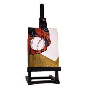 Original Acrylic Painting w/Easel "Baseball II" by Dawn M. Wayand Desk Art